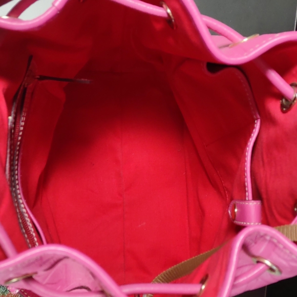Dooney & Bourke Leather Embossed Monogram  Drawstring Bucket Bag - Picture 9 of 11